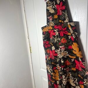 Black Floral bibs with Red & Mustard Blooms